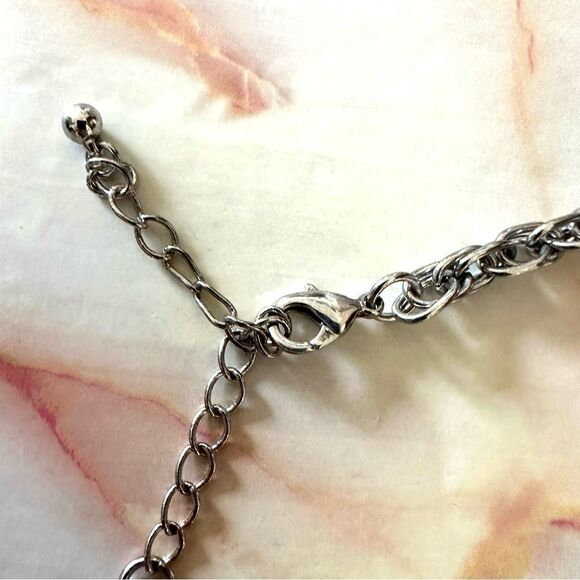 Silver tone beaded statement necklace - Picture 8 of 11